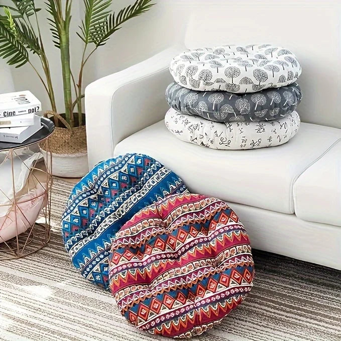 Square/Round Seat Cushion Suitable for Yoga, Dining, and Office Chairs, Ethnic Style FabricsTatami Bench Cushions, Home Decor