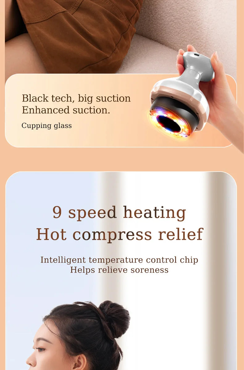 Electric Gua Sha Massager: Heated Cupping Therapy Tool for Home Spa Relaxation Treatment Tidesmit