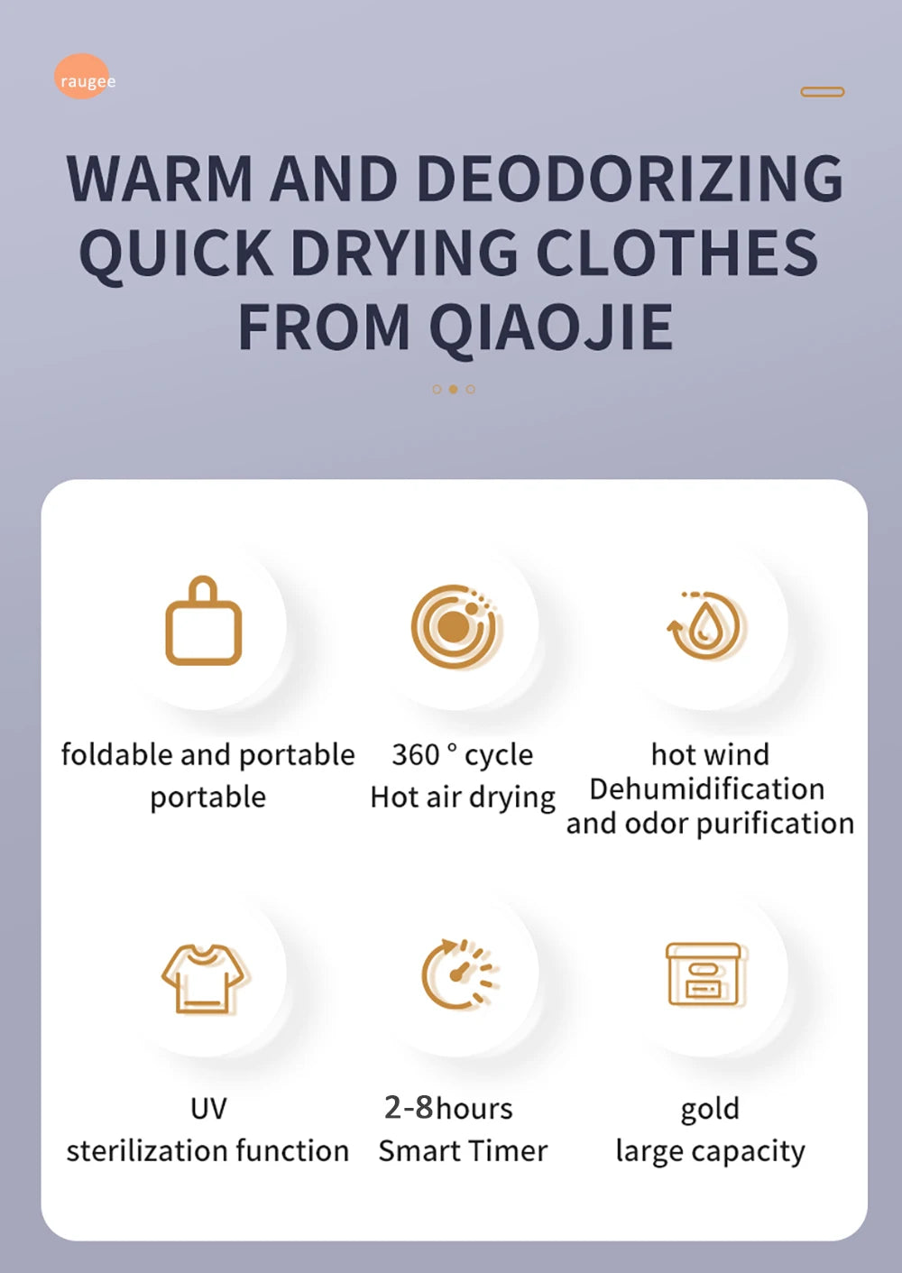 Tidesmit portable folding electric clothes dryer with UV sterilization and remote control, compact laundry solution.