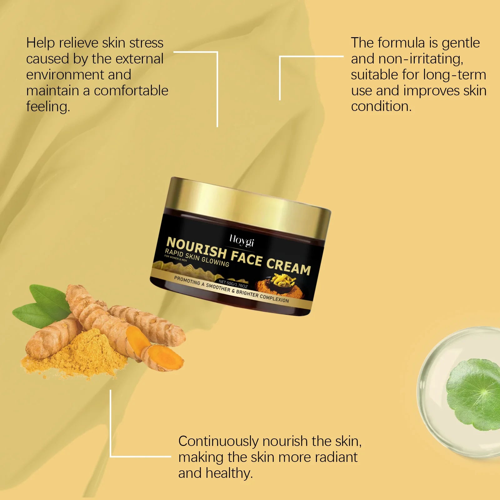 Turmeric Hydrating Face Cream Gentle Nourishing Firming Daily Moisturizer Smooth Silky Skin Skincare Suitable for All Skin Types