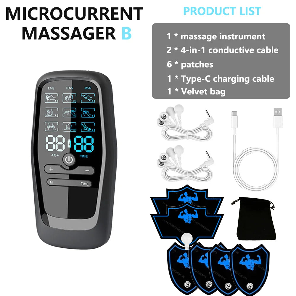 TENS Muscle Stimulator - Electric EMS Body Massager for Pain Relief Body Shaping Massage Equipment Set B Tidesmit