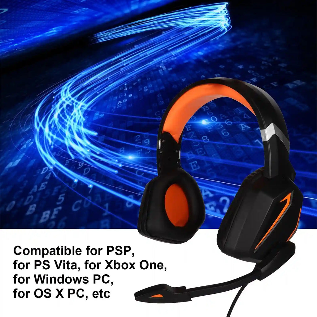 Gaming Headset with Surround Sound and Memory Foam - Black/Orange Tidesmit