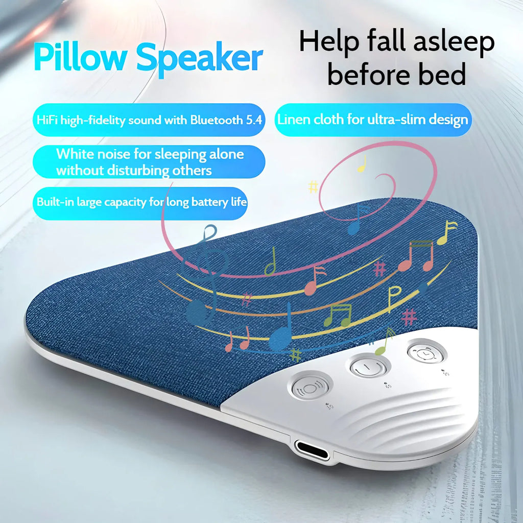 Bluetooth Pillow Speaker Wireless Sleep Music Player Under Pillow White Noise Machine Stereo Timer Auto-Off for Insomnia