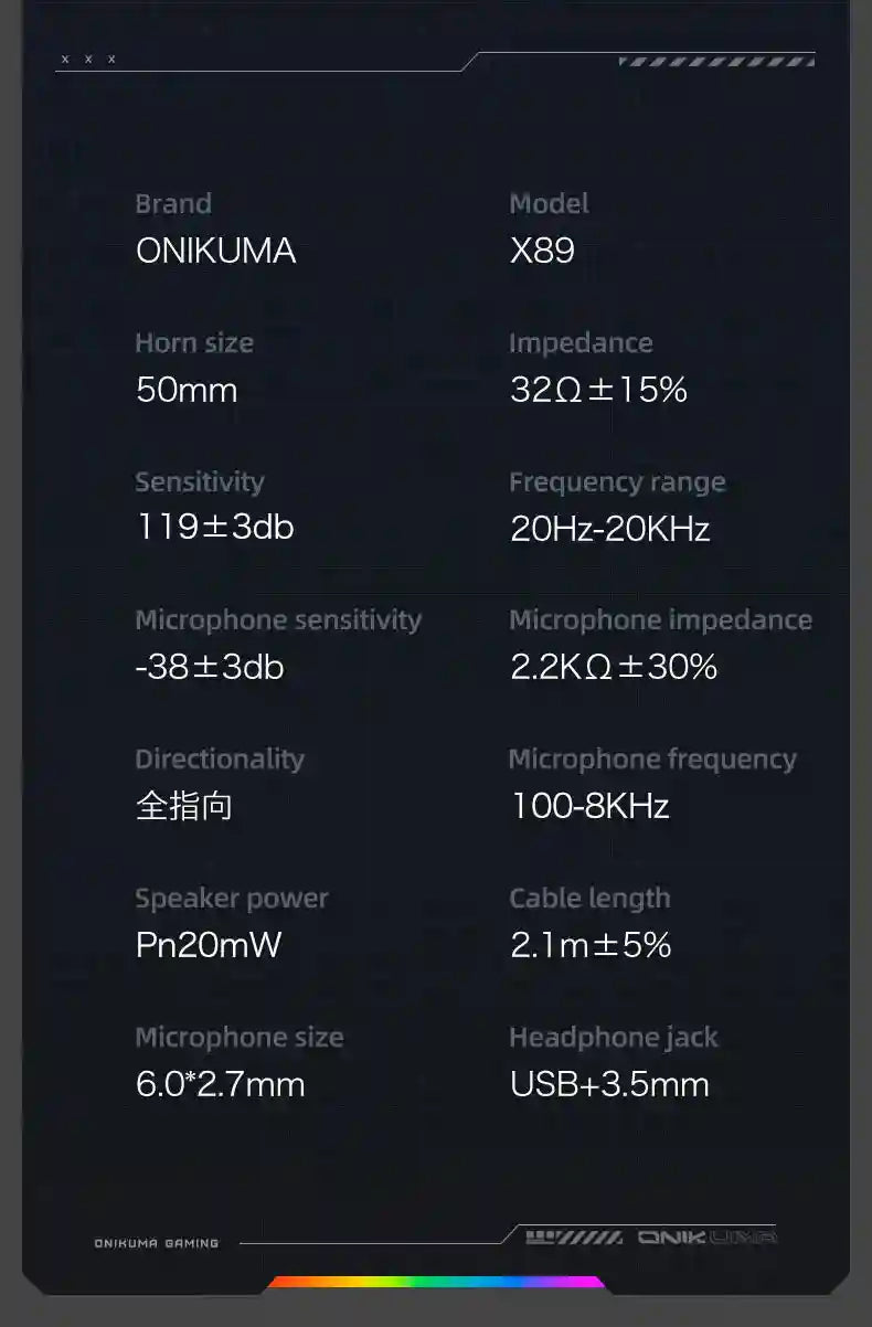 ONIKUMA X89 Gaming Headphones: Surround Sound Over-Ear Wired Headset Tidesmit