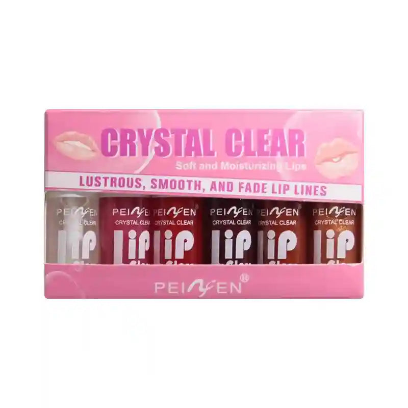6-pack Peiyen crystal clear moisturizing lip oil set for hydrated, glossy, and plump-looking lips.
