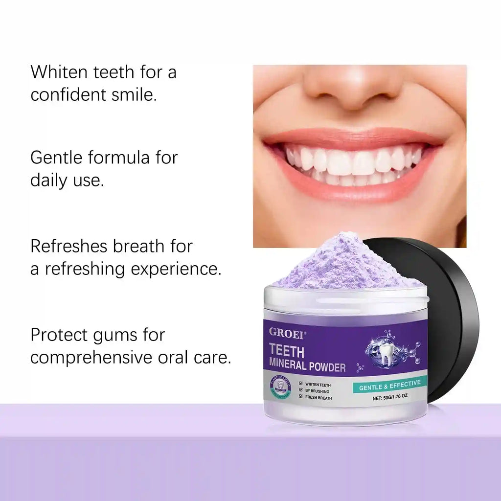 Tidesmit Hydroxyapatite Teeth Whitening Powder purple formula for plaque removal and fresh breath