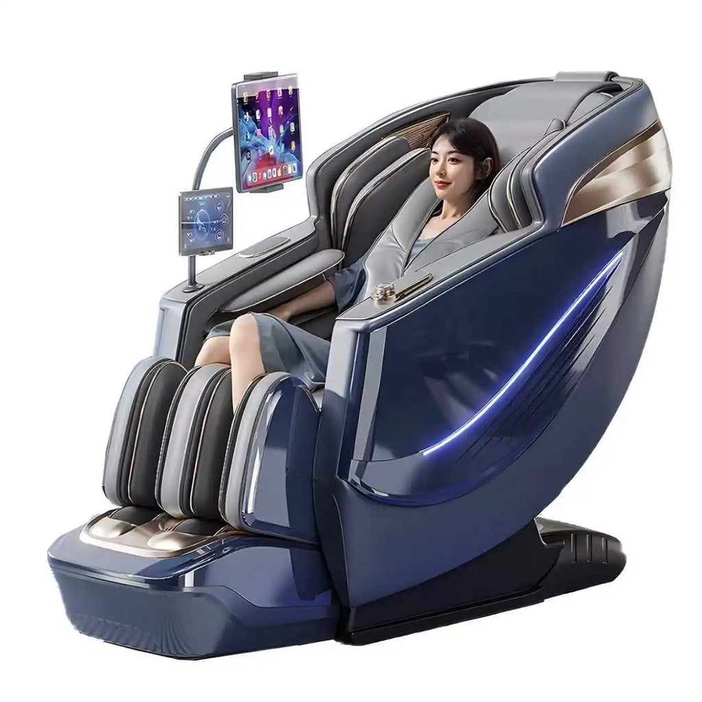 6D Dual-Core Electric Massage Chair with SL Track and Heat Therapy Body Shaping Massage Equipment blue China Mainland