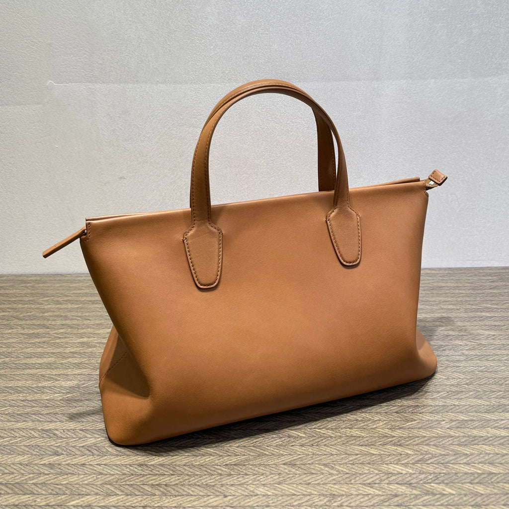 Vintage Genuine Leather Handbag Women Sheepskin Lining Soft Retro Top Grain Cowhide  Water Absorbing Large Capacity Commuter