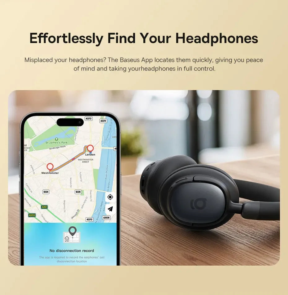 Tidesmit Wireless Noise Cancelling Headphones - 80H Playtime Hi-Res Audio Tidesmit