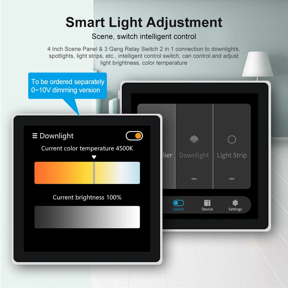 Smart Wall Switch 4 Inch Zigbee Touch Screen Control Panel for EU Homes Tidesmit