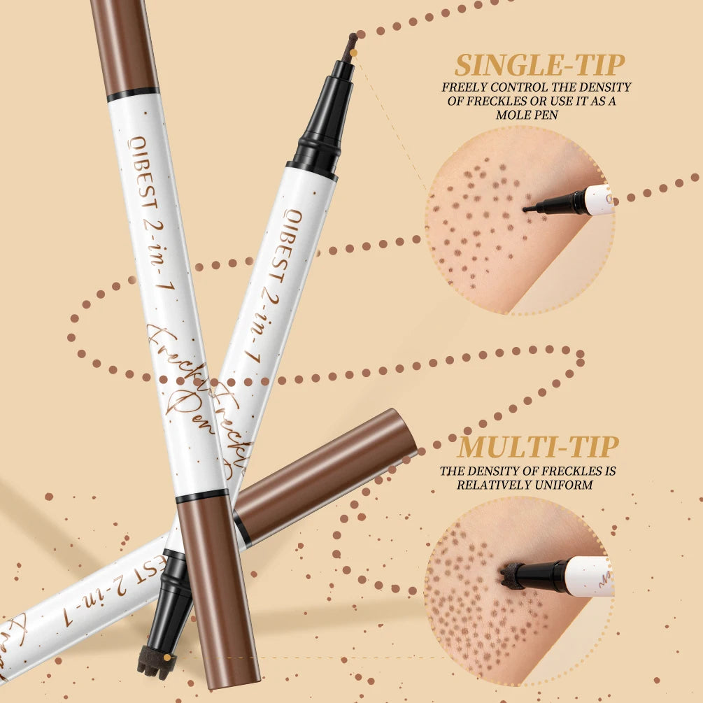 Tidesmit 2-IN-1 double-end freckles stamp pen in natural brown for realistic faux freckles texture close-up