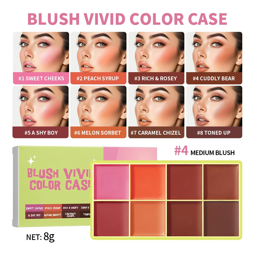 Tidesmit 8-color eyebrow cream highlighter palette with matte and shimmer finishes for natural face makeup swatch