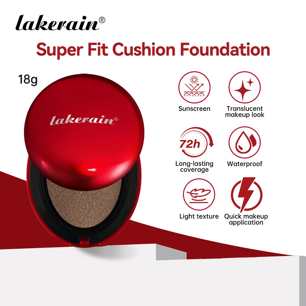 Tidesmit Lakerain waterproof sunscreen cushion foundation texture close-up for long-lasting full coverage matte finish
