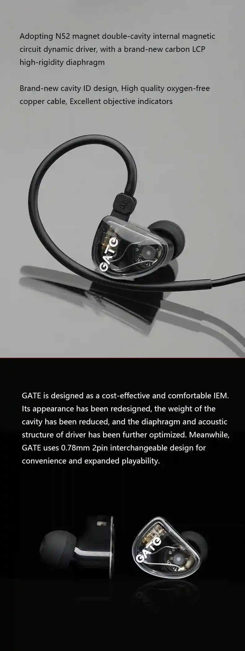 TRUTHEAR GATE In-Ear Gaming Earphones with Detachable 2-Pin Cable Tidesmit