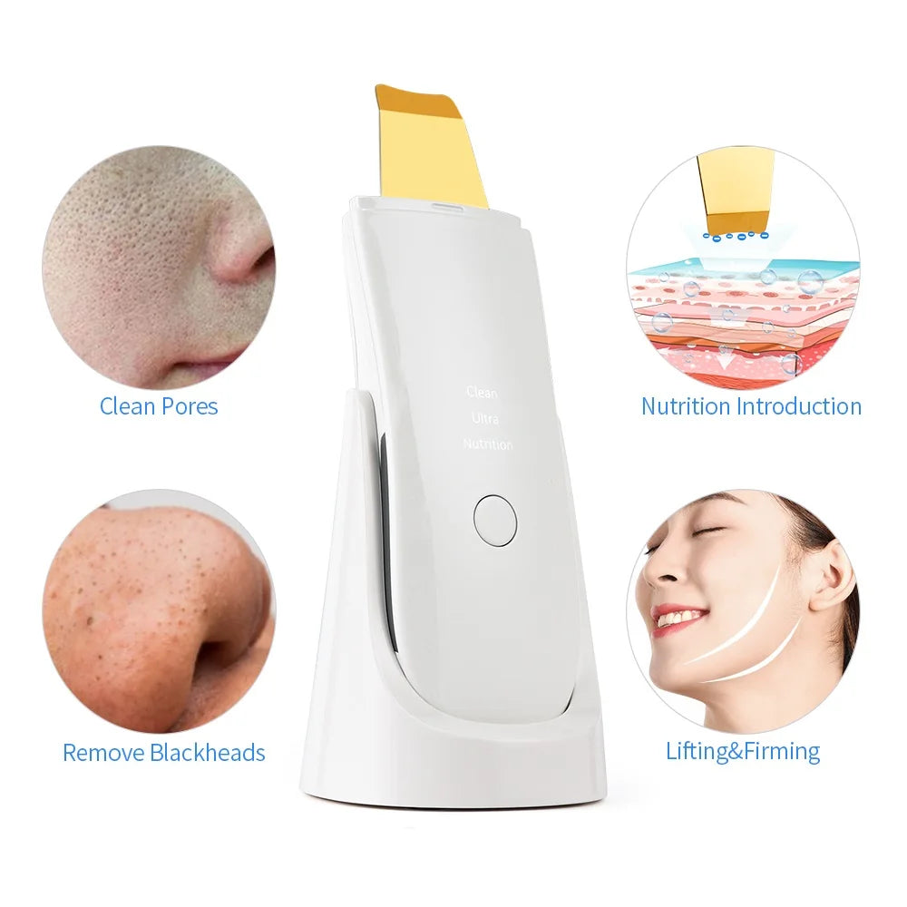 Ultrasonic Skin Scrubber | Nano Mist Deep Pore Cleansing Device (White) Scrubs Treatments Tidesmit
