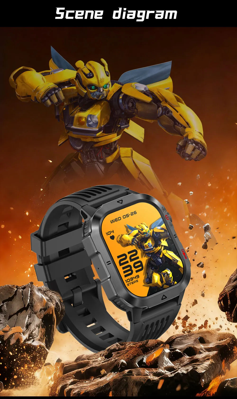New 1000 MAh Battery Military Smartwatch 2.01" AMOLED Screen 5ATM Waterproof Fitness Tracker Sports Smart Watch For Android iOS