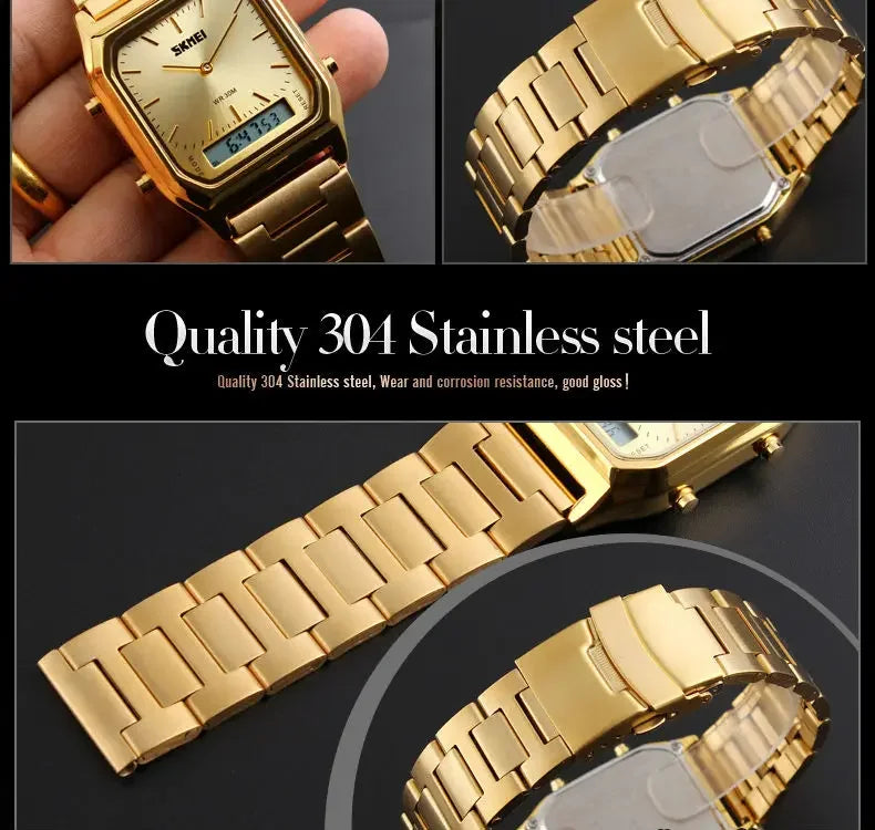 SKMEI 1220 Digital Quartz Watch for Men Sports Chronograph Waterproof Stainless Steel Shockproof Mens Wristwatches Reloj Hombre