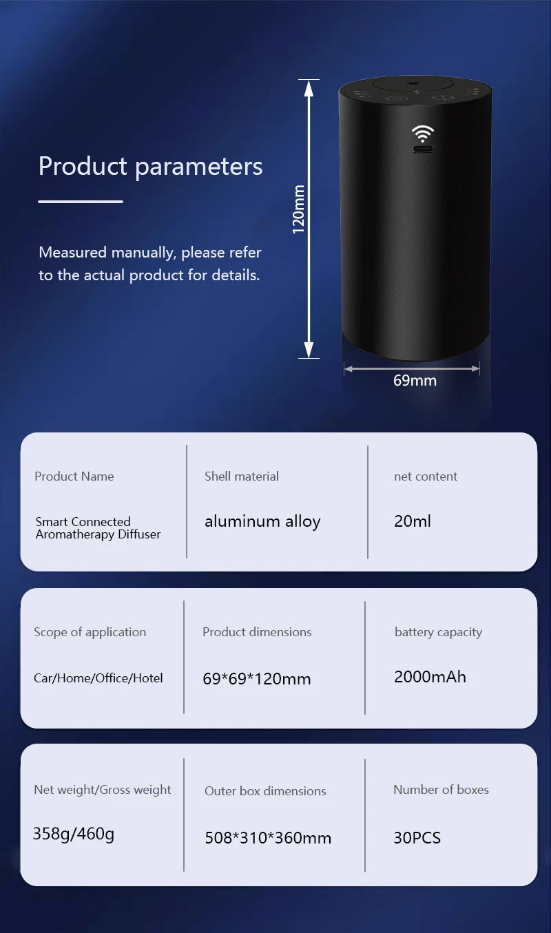 Portable Car Aroma Diffusers  APP Connected Fragrance Smell Distributor Suitable for Office Home Car Fragrance Diffusers