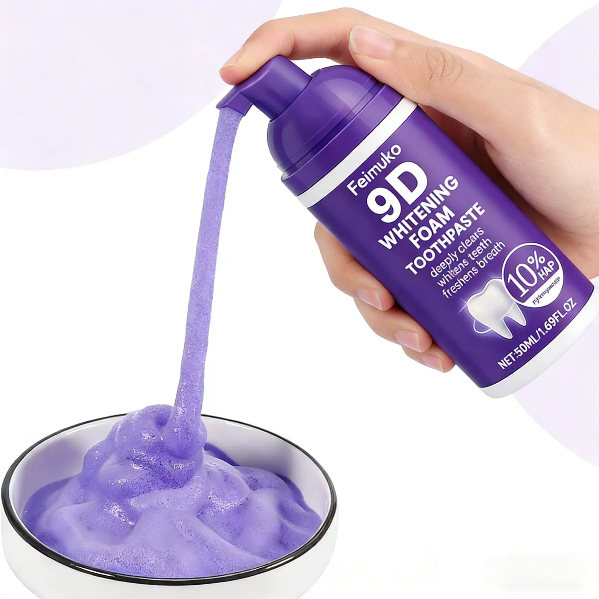 Tidesmit 9D Purple Whitening Foam Toothpaste with 10% Hydroxyapatite for enamel repair and stain removal