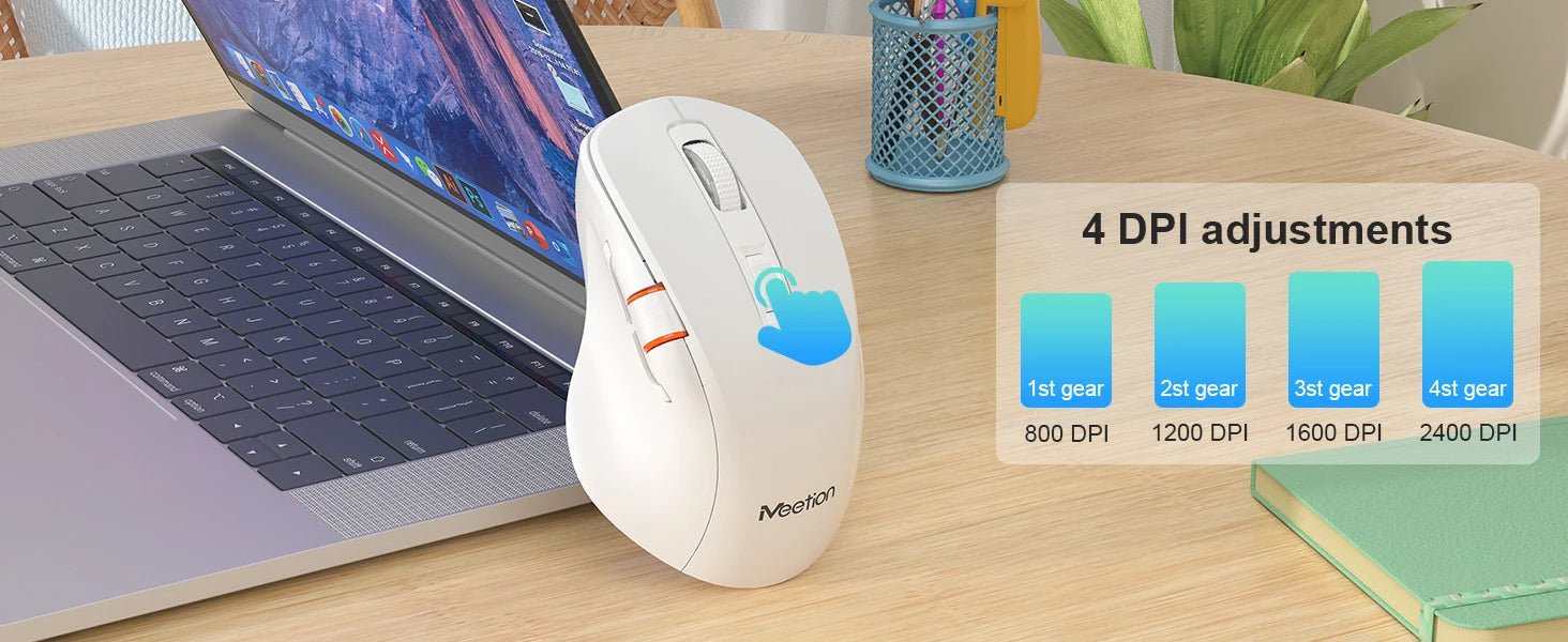 Ergonomic Dual-Mode Wireless Slient Office Mouse 2.4G/BT 5.1 DPI Adjustable Optical Mouse With Scroll Wheel For PC Computer