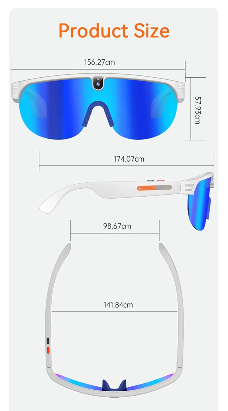 Smart Audio Sunglasses with HD Camera and Bluetooth Translation Tidesmit