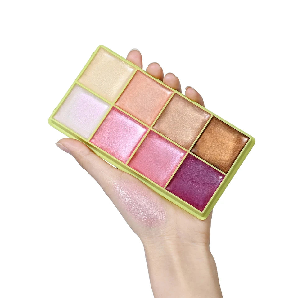 Tidesmit high gloss cement case cream palette featuring matte and shimmer pink brown nude makeup shades detail view