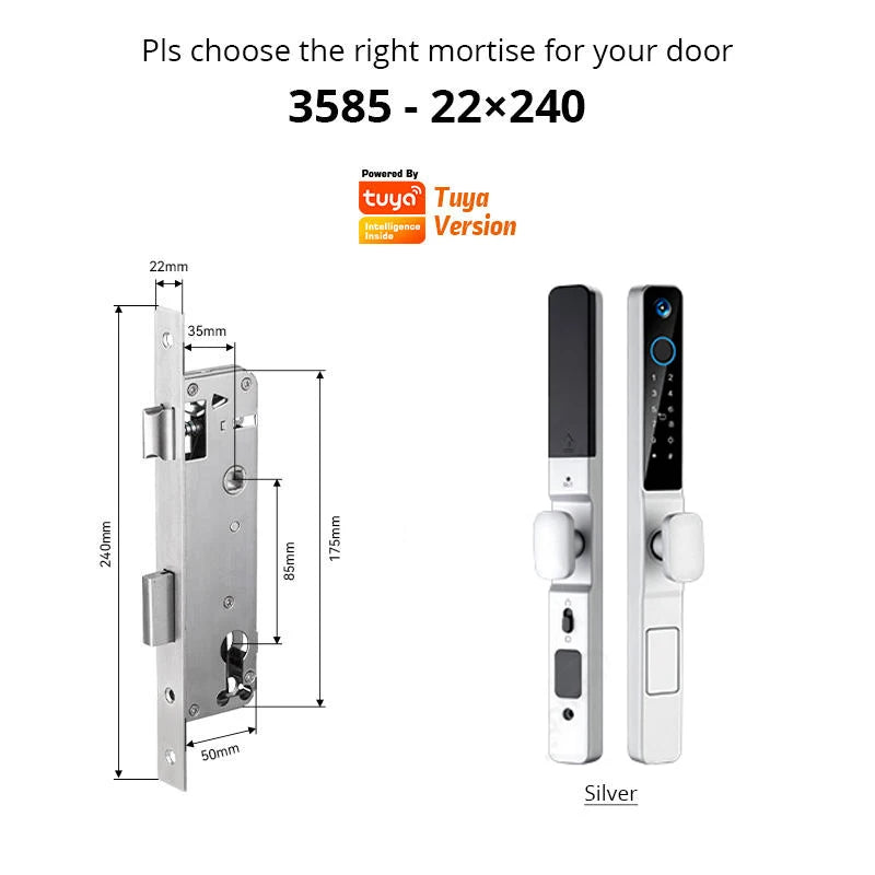 Smart Lock with Camera Door Viewer Waterproof IP66 Tuya WiFi Fingerprint Password Sliding RFID Card Sliding Electronic Door Lock