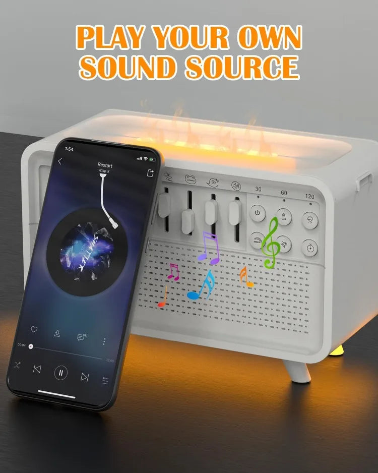 Bluetooth White Noise Machine with Aroma Diffuser,Humidifier & Night Light |8 Natural Sounds,3-Level Dimming for Sleep Therapy