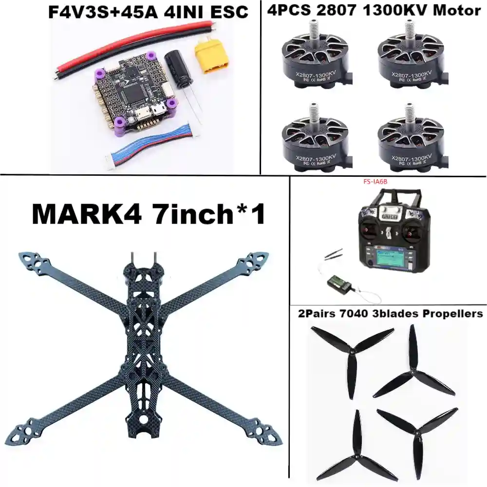 7-Inch FPV Racing Drone Kit with Carbon Fiber Frame - Tidesmit F4V3S 45A PackageB Tidesmit