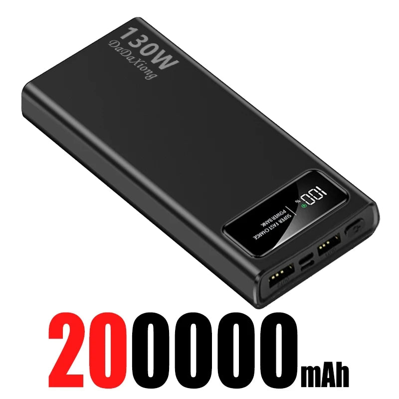 200000mAh Fast Charging Power Bank | 130W PD Portable Battery Black 200000mAh Above 100000mAh Tidesmit