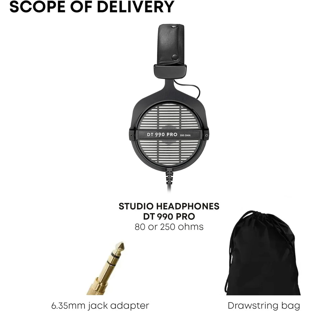 DT 990 Pro Open Back Studio Headphones - 250 Ohm Black Edition Tidesmit