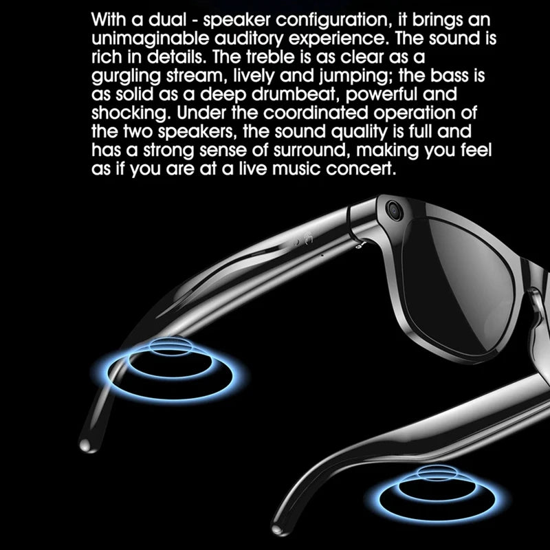 Smart Glasses AI Camera with Bluetooth Audio and Voice Translation Tidesmit