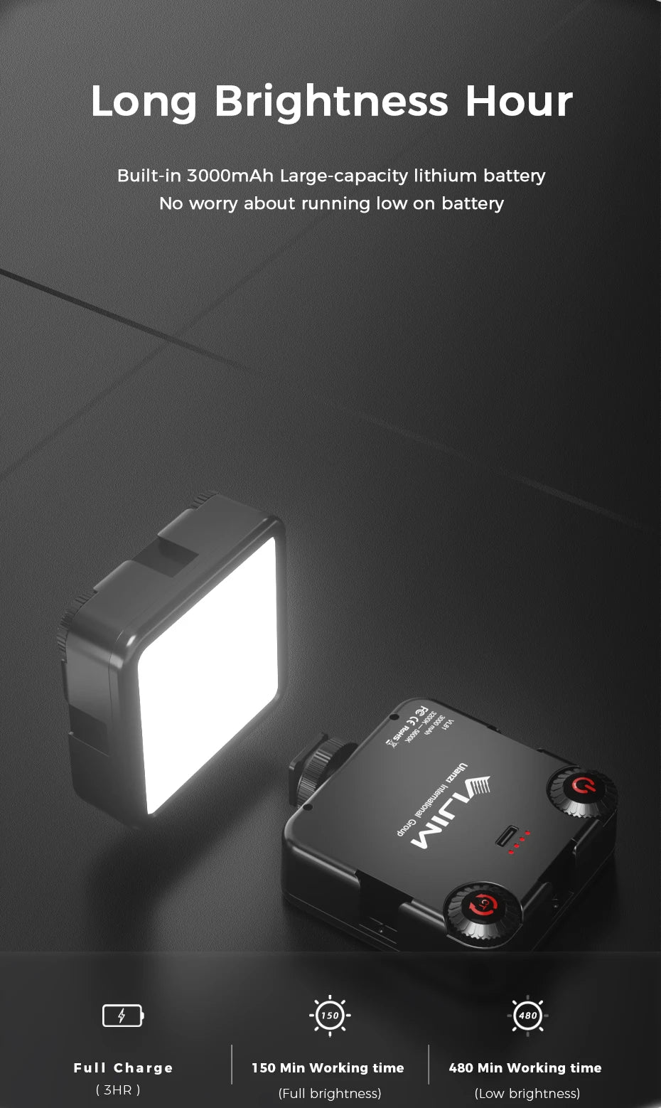 LED Video Light Dimmable Vlog Panel | 3200-5600K Adjustable Color Tidesmit