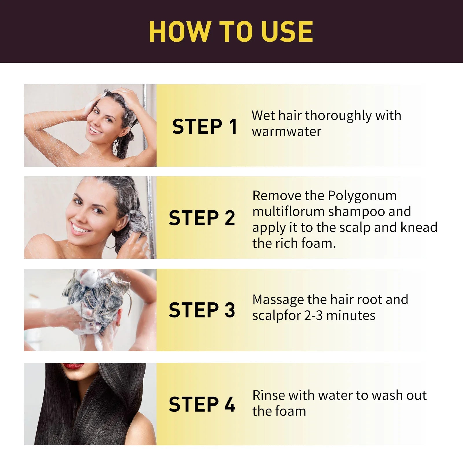EELHOE White Hair Darkening Shampoo Covers Gray Hair Dye Cleaning Smooth Ginseng 3 in 1 Strengthen Hair Shampoo Color Changing