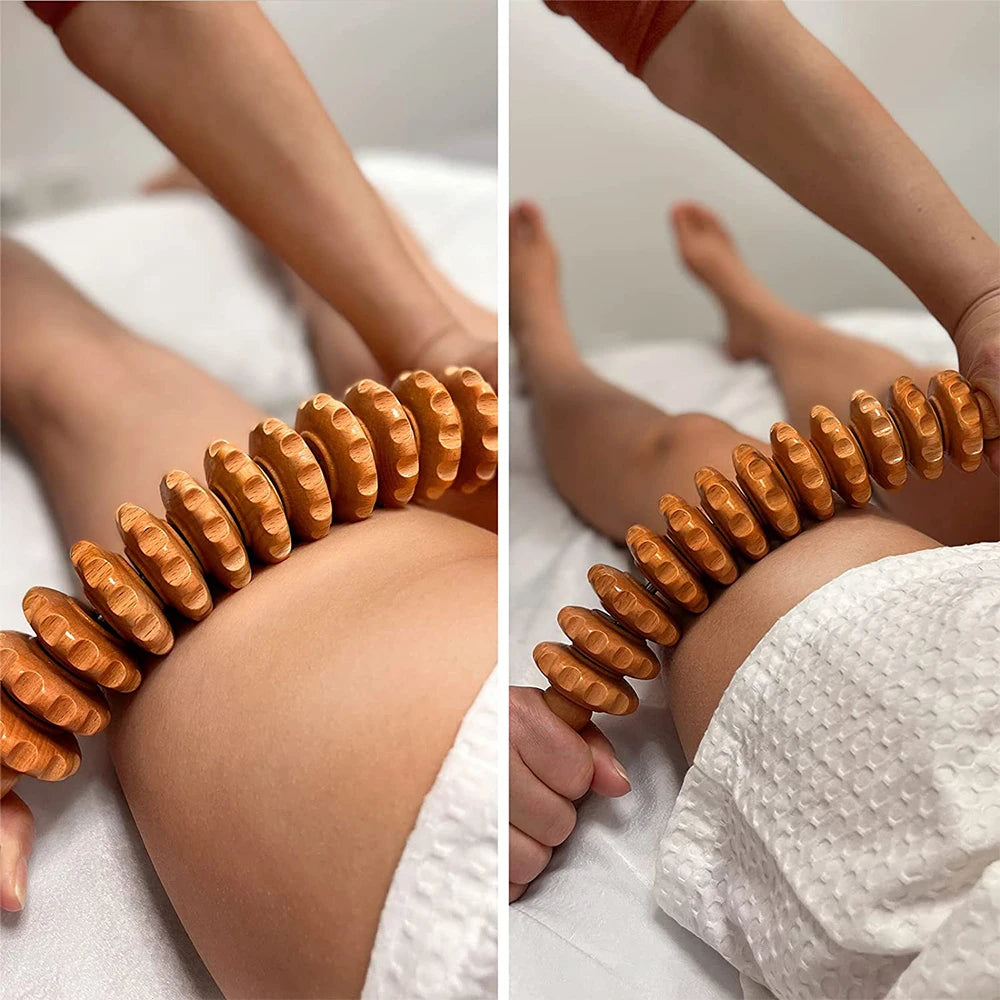 Wooden Lymphatic Drainage Roller - 12 Wheel Muscle Relief Tool Back Massage Instrument Tidesmit