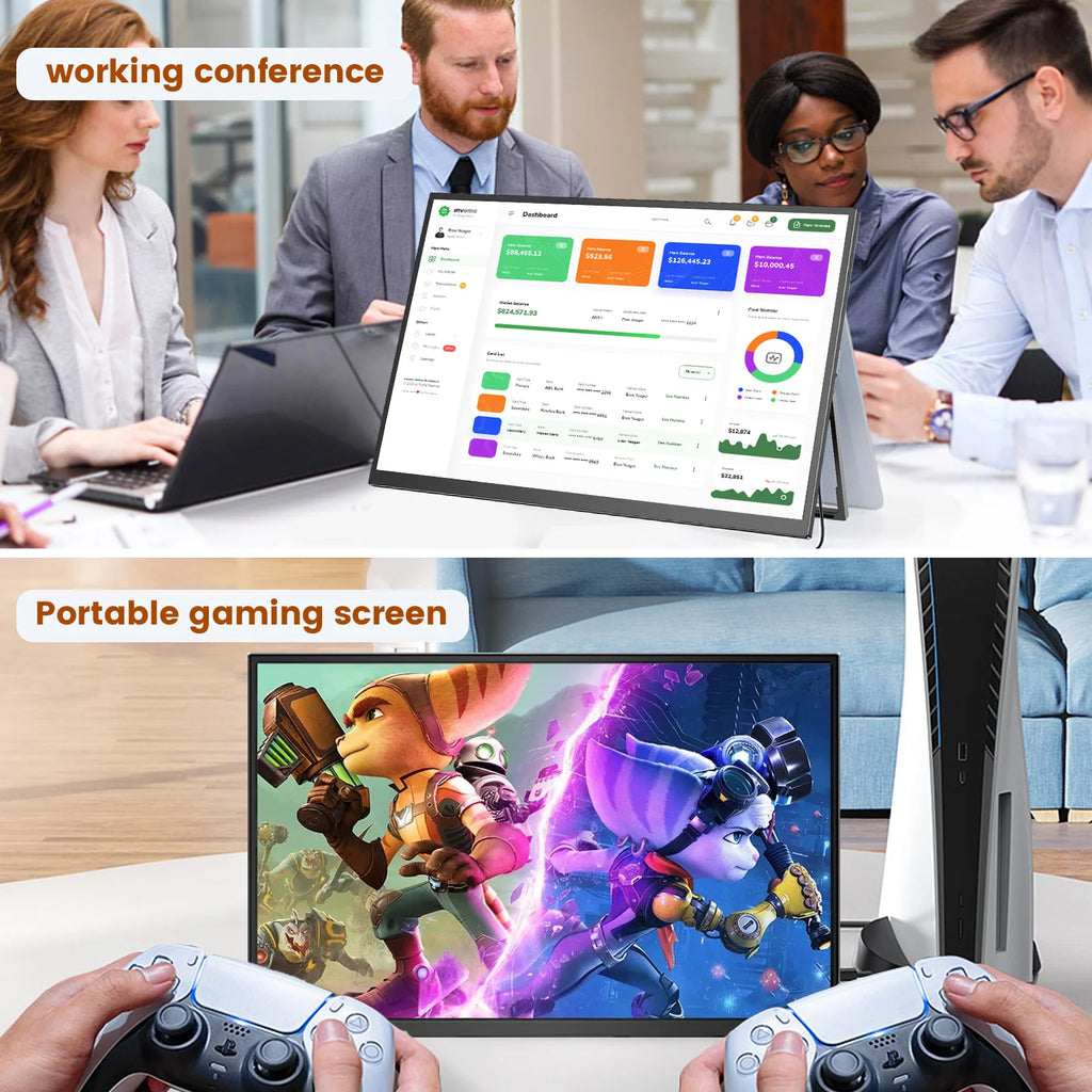 WonTim 18.5Inch Portable Monitor 100Hz Gaming Screen USB-C 100%sRGB 350Nits Display with Stand for PC Laptop Mac Xbox PS5 Switch