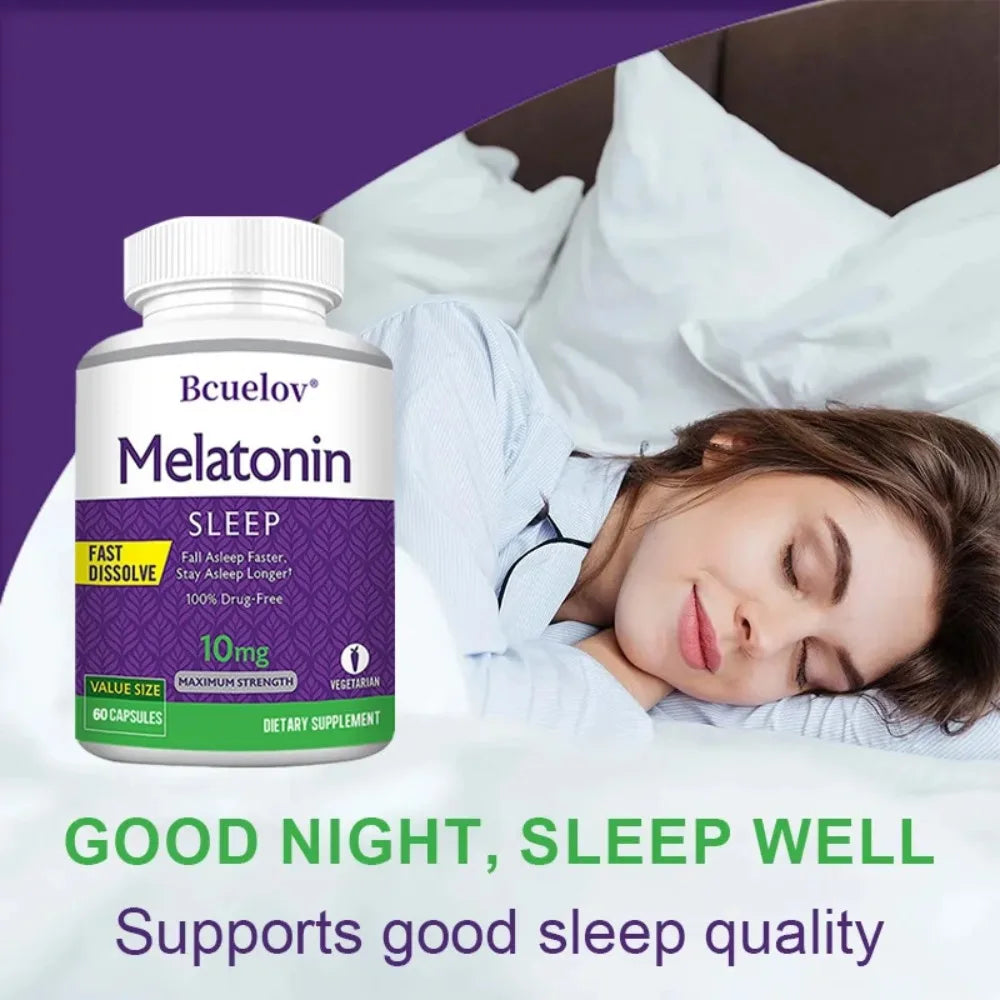 Melatonin 10mg, Sleep Dietary Supplement, Deep Sleep Contains Melatonin - Healthy Sleep - 120 Capsules