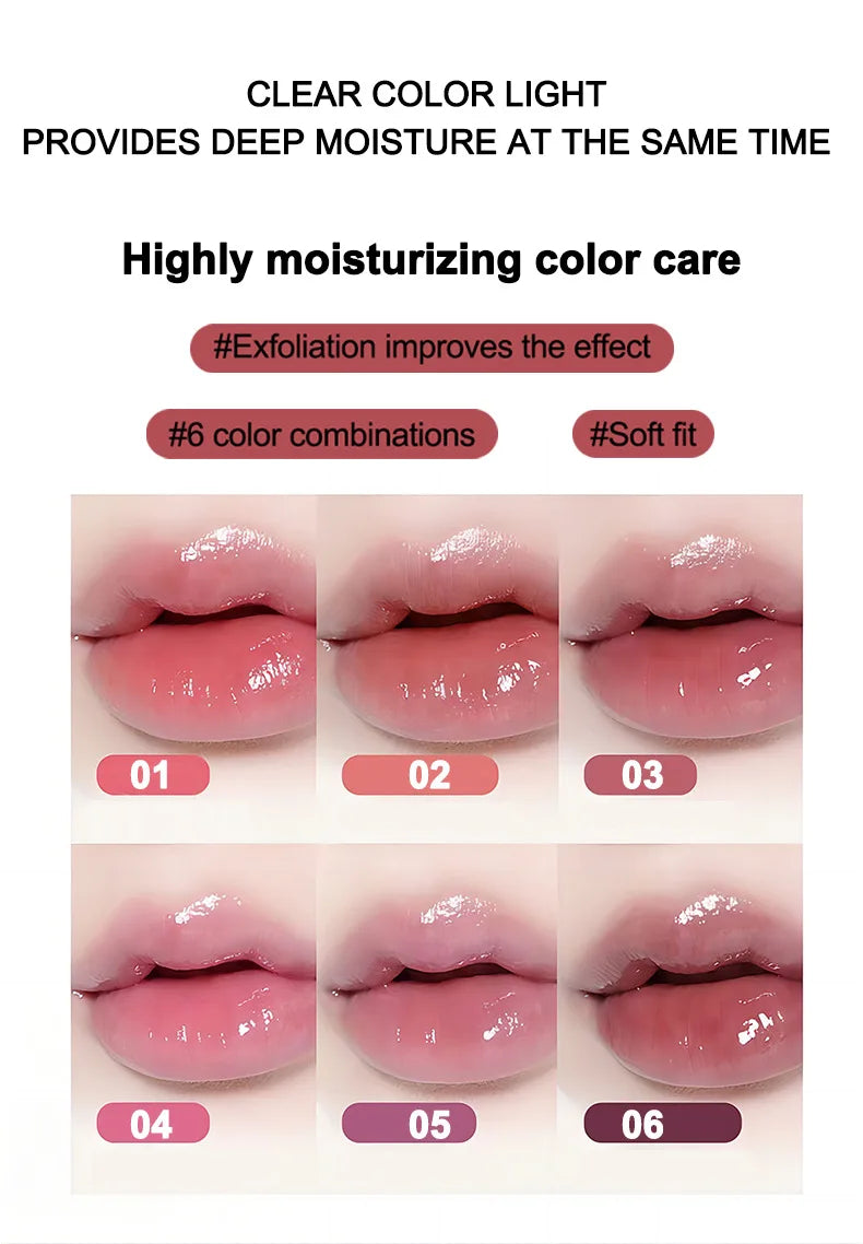Hydrating tinted lip balm in 6 glossy, non-sticky shades for a soft, moisturizing, long-wear lip makeup finish.