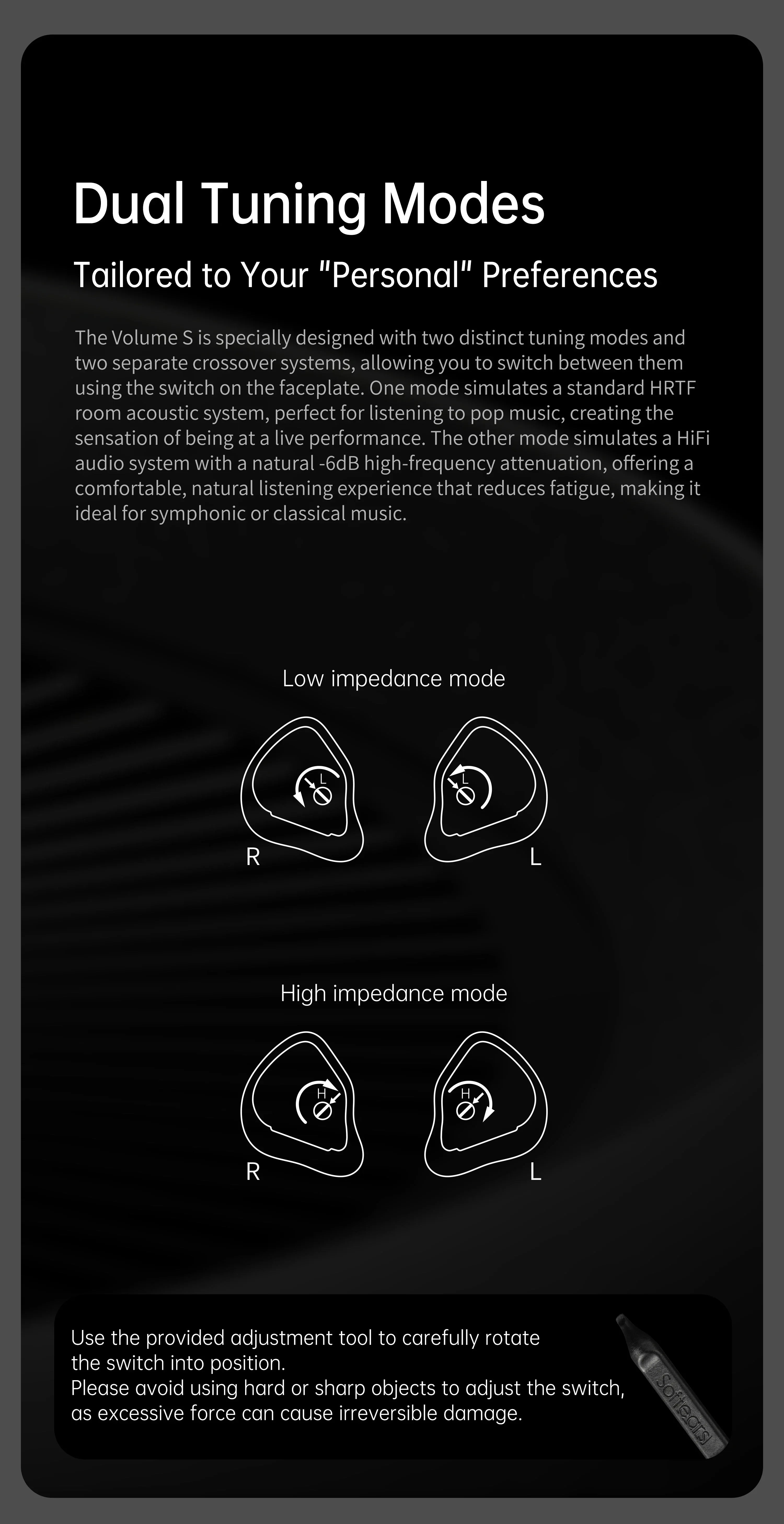 Softears Volume Hybrid Quad-Driver IEMs Black | Tidesmit Tidesmit