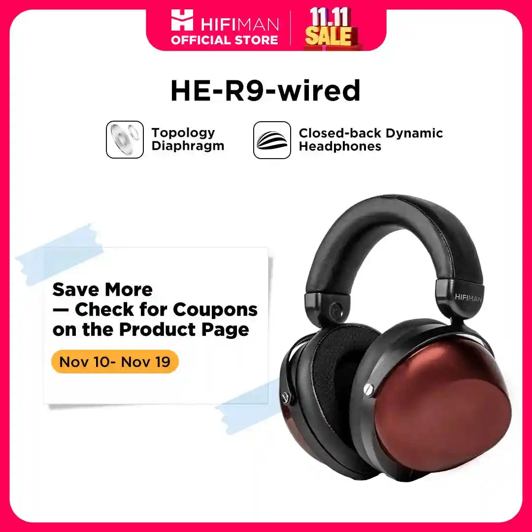 HIFIMAN HE-R9 Closed-Back Over-Ear Headphones with Topology Diaphragm Wired Tidesmit