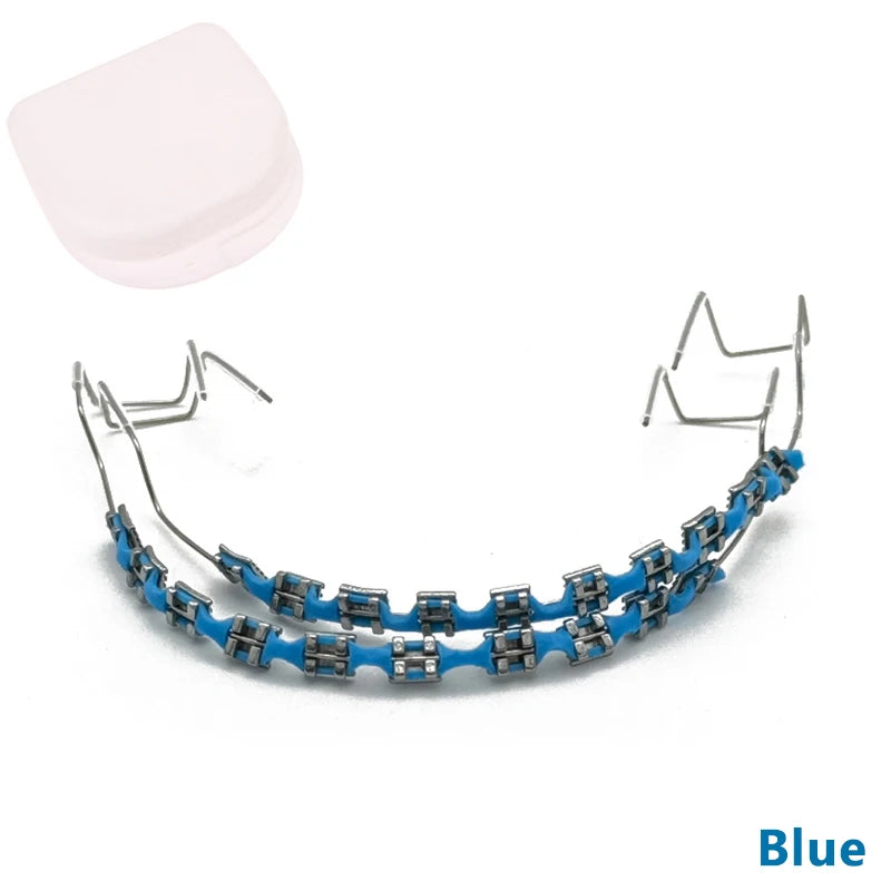 1 Pair Fake Braces Colorful Brackets For Teeth Temporary Metal Wires Metal Bracket Orthodontic Ligature Ties Dental
