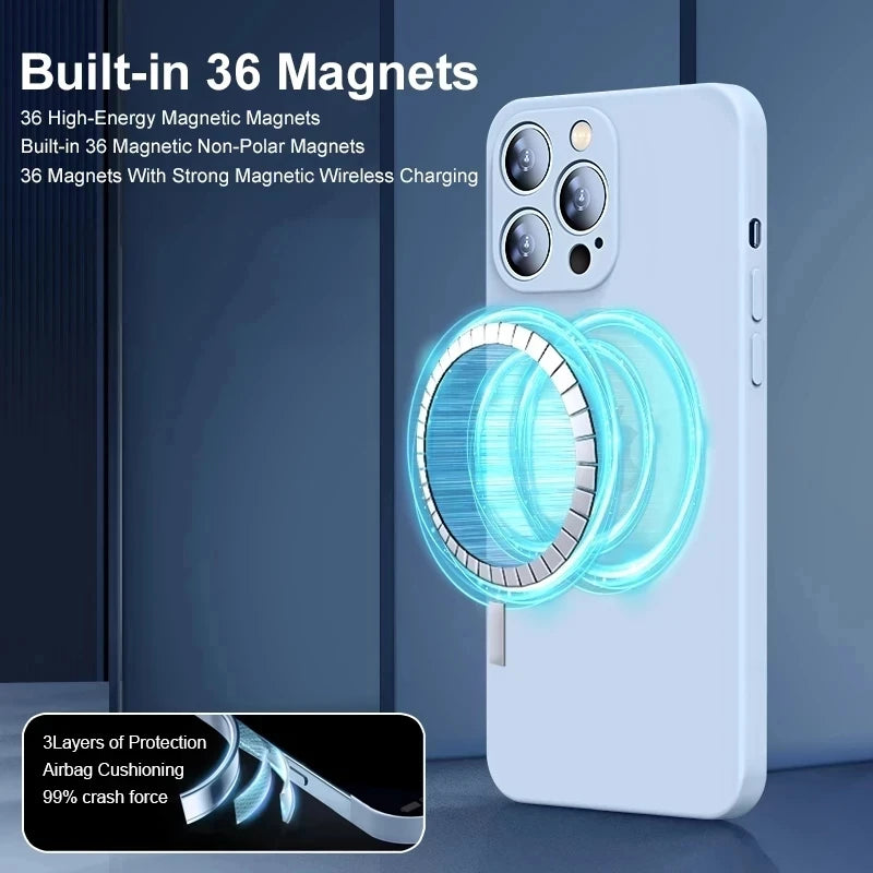 Magnetic iPhone 15 Pro Max Case: Slim Fit Shock-Absorbing Liquid Silicone Tidesmit