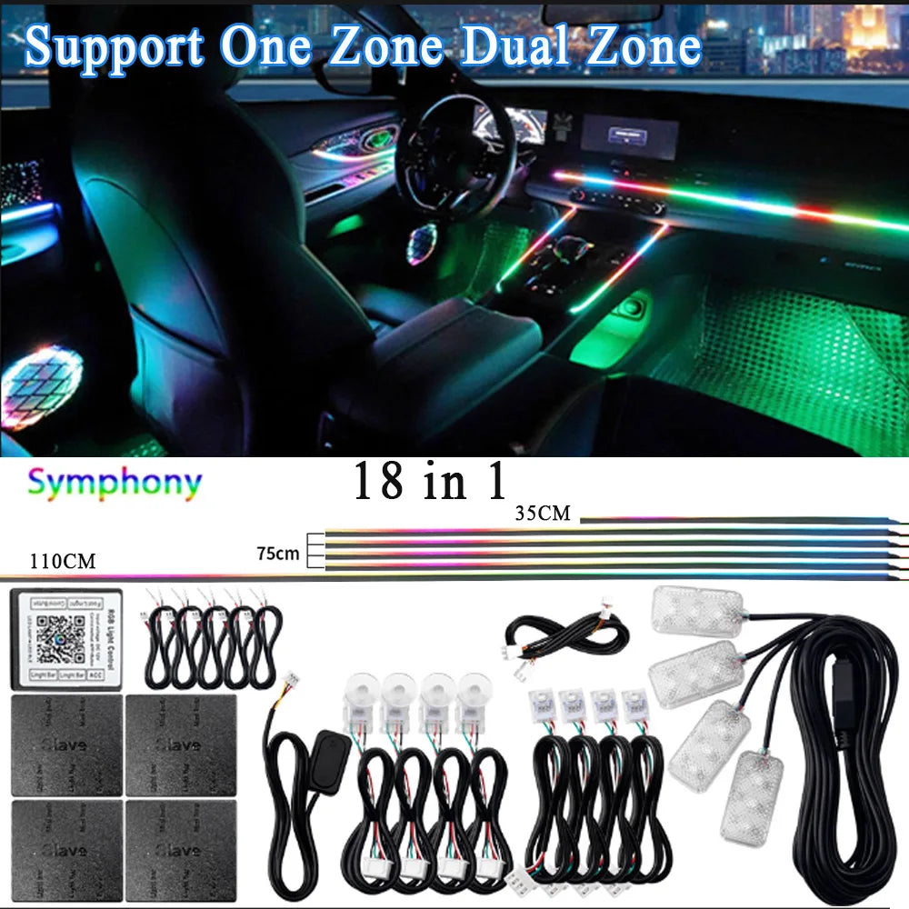 Car Ambient Lighting RGB LED Symphony Atmosphere Lamp by Tidesmit 18 in 1 Symphony B Tidesmit