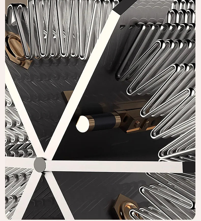 Close-up of 1800W wall-mounted hair dryer heating element, featuring black finish, metallic coils, and premium design.