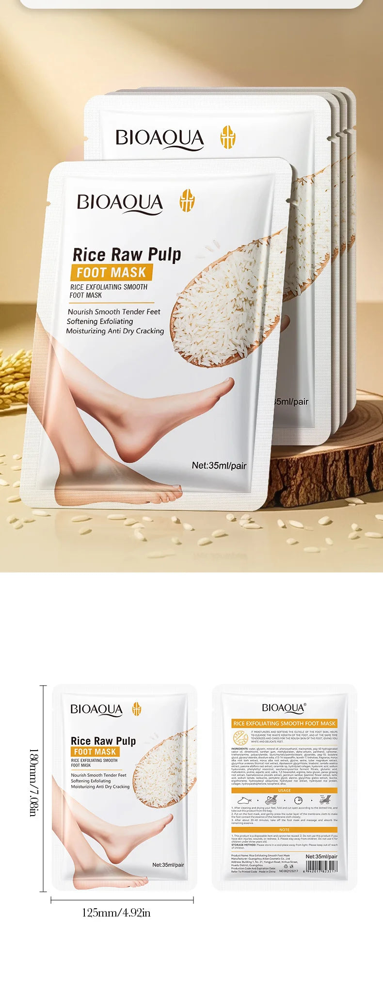White Rice Foot Mask Moisturizing Exfoliating Treatment - 1-5 Pack Scrubs Treatments Tidesmit