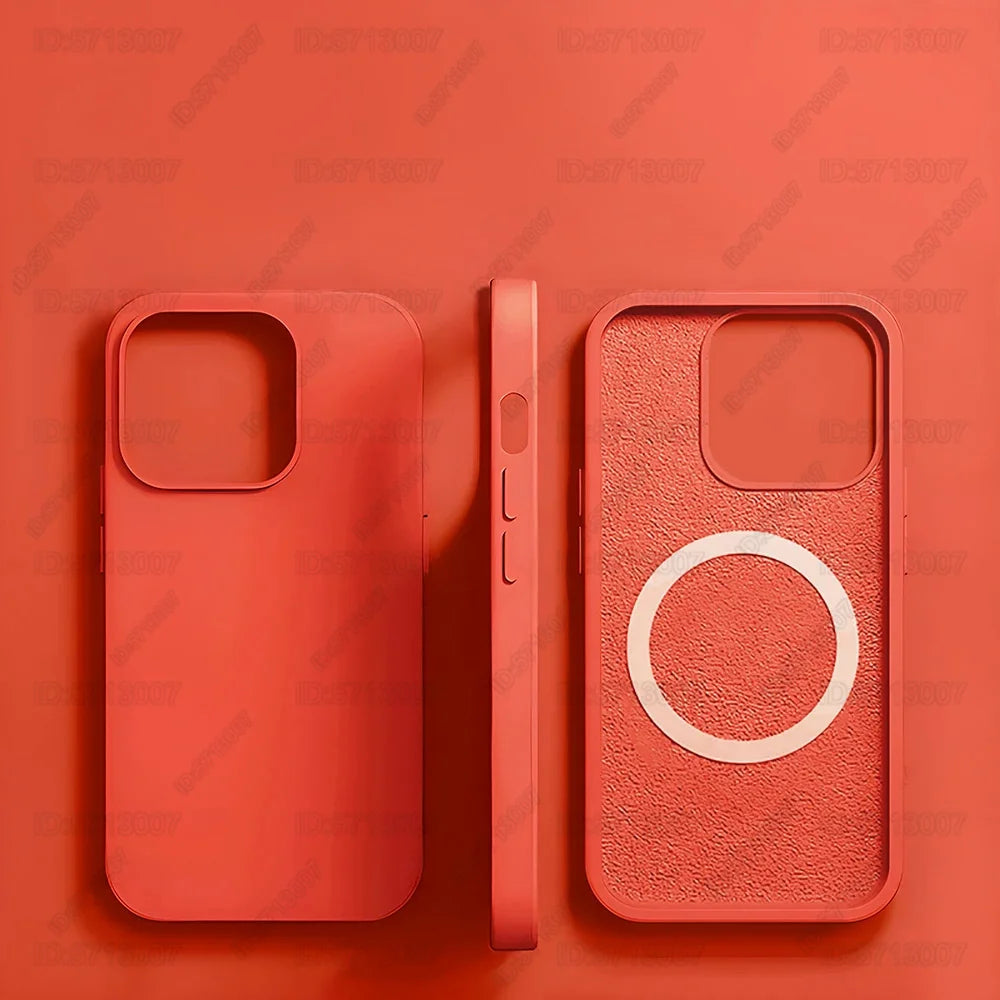 Magnetic Liquid Silicone Phone Case for iPhone - Shock-Absorbing Cover Pink Orange Tidesmit