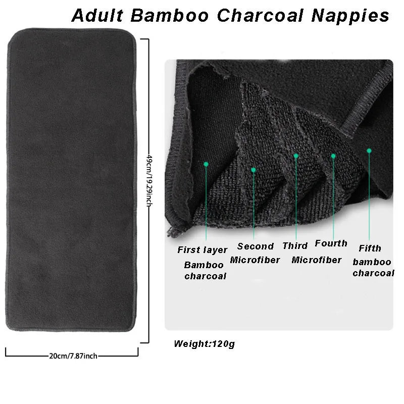 BIAI 2PCS Adult Cloth Diapers Washable Old Man's Diaper Pants Reusable Anti-bed-wetting Device Teenage Nappy Trousers