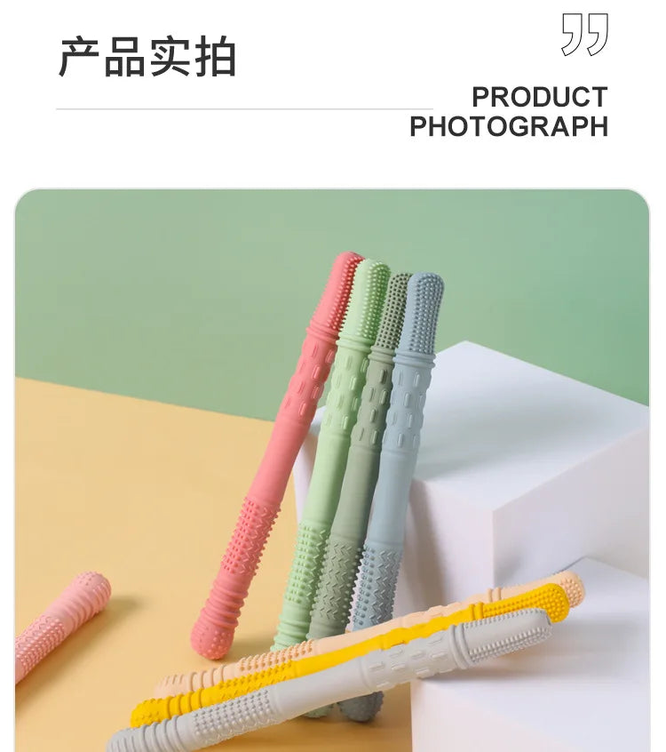 Children Baby Teether Chewing Glue Silicone Hollow Teething Tube Anti-eat Hand Molar Stick Newborn Toys Gift Accessories