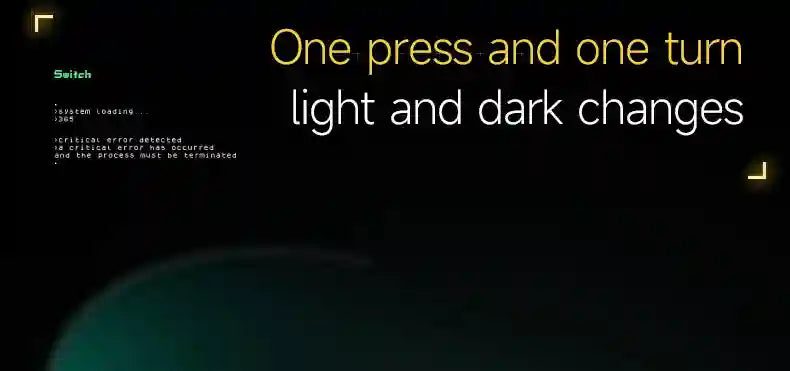 Round black dial switch for adjusting lighting, featuring a press-and-turn mechanism on a dark background.