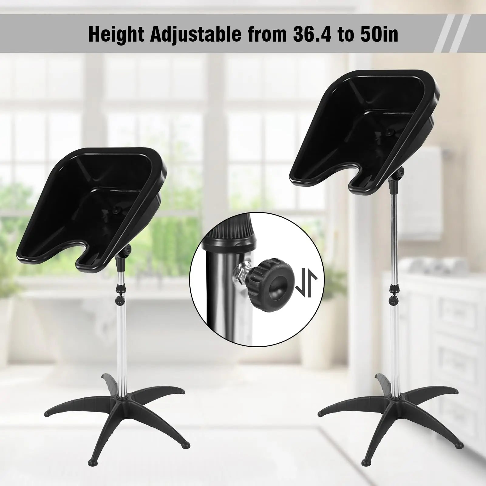 Portable Shampoo Bowl With Chair - Adjustable Salon Wash Sink - Black Massage Chairs Tidesmit